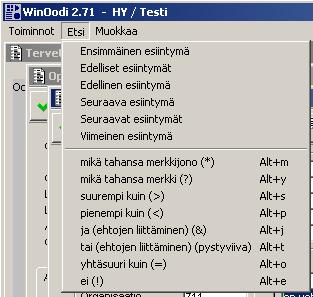 Helsingin yliopisto WinOodi 4 (5) 4. Laitoksen tietyn lukuvuoden tai periodin opetuksen haku Lukuvuoden tai periodin opetuksen voi määritellä usealla eri tavalla 1.