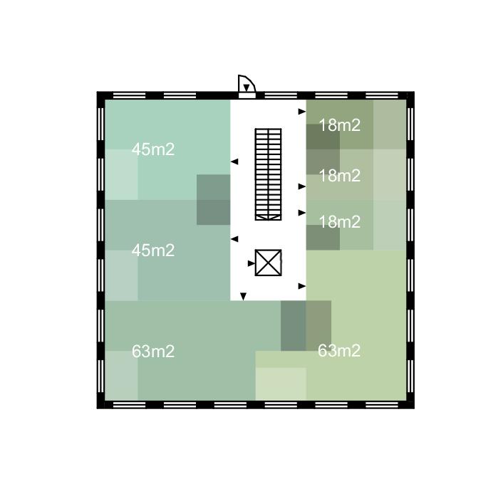 Osan asunnoista voi tehdä pystysuunnassa yhdistettäviksi, jolloin olisi mahdollista saada kaksikerroksinen asunto. Pohjan suunnittelua voisi verrata tässä tapauksessa kolmiulotteiseen tetris-peliin.