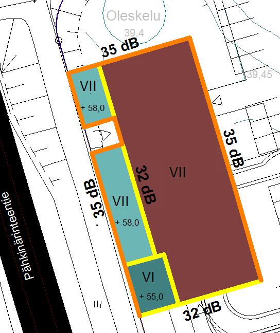 Liikennemeluselvitys Asemakaavan muutos (nro 002281), Bertta Pähkinärinne, 4, Vantaa lasitusta kattoon asti (niiltä osin kun kattoa suunnitelmien mukaan terassilla on eli noin puoleen väliin
