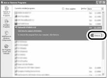 1 Valitse [start] >> ([Settings] >) [Control Panel] > [Add or Remove Programs (Applications)]. 2 Valitse [USB Mass Storage Device]. Napsauta [Stop].
