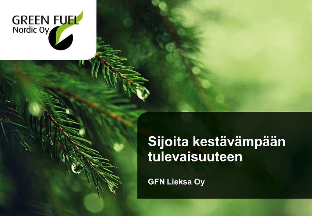 Sijoitusmuistio Asiakirja: GFN Lieksa Oy:n