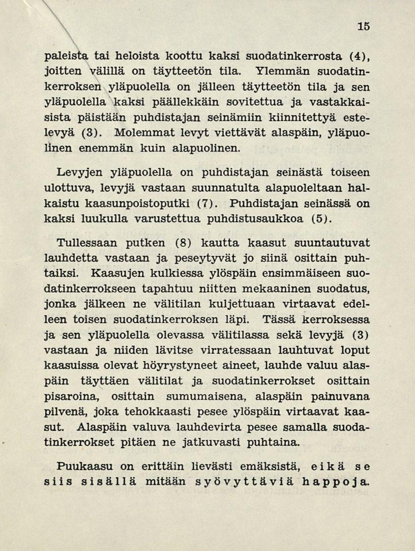 15 paleista tai heloista koottu kaksi suodatinkerrosta (4), joitten välillä on täytteetön tila.