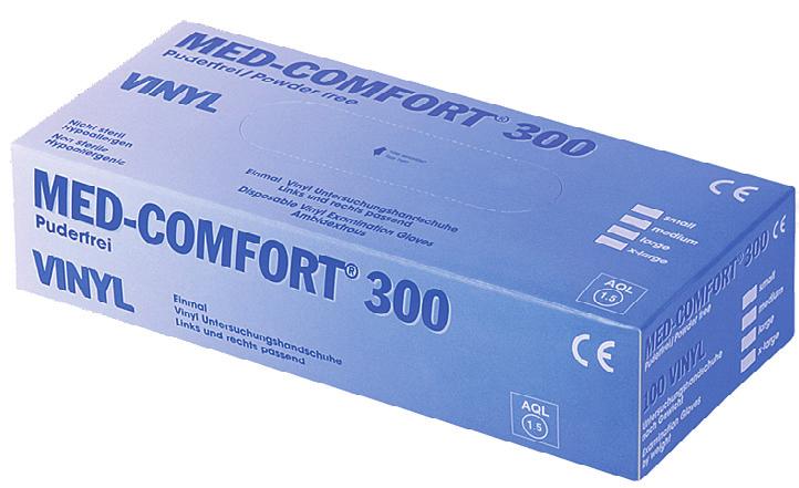 MED-COMFORT 300 VINYYLI TUTKIMUSKÄSINE pitkävartinen Pituus 30 cm Valkoinen Vinyyli PVC Korkealaatuinen vinyyli (lateksivapaa) Tehdaspuhdas Elintarvikehyväksyntä Puuteriton Helppo pukea Hyvä istuvuus
