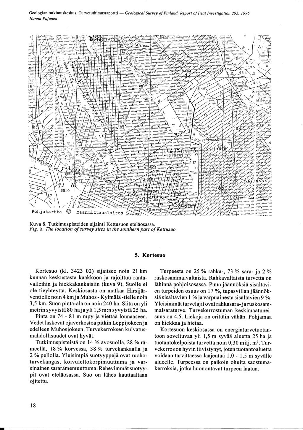 Geologian tutkimuskeskus, Turvetutkimusraportti - Geological Survey of Finland, Report of Peat Investigation 295, 1996 Hannu Pajunen Kuva 8.