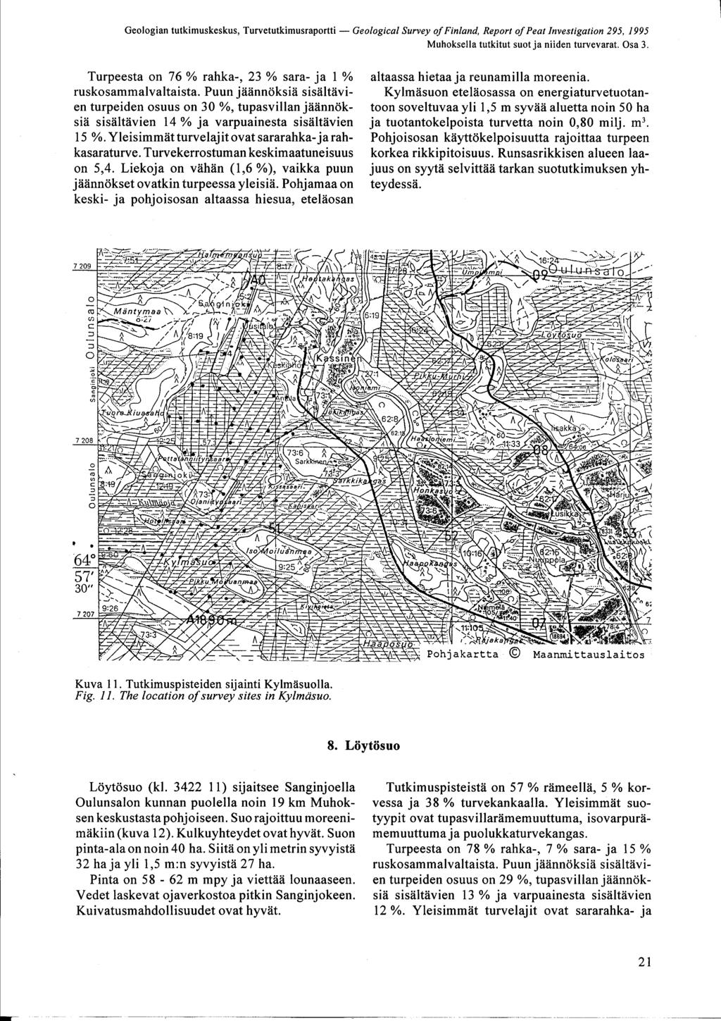 Geologian tutkimuskeskus, Turvetutkimusraportti - Geological Survey of Finland, Report of Peat Investigation 295, 1995 Muhoksella tutkitut suot ja niiden turvevarat. Osa 3.