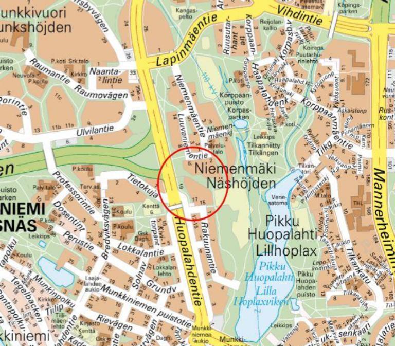 Alueen sijainti: Alue sijaitsee Munkkiniemessä,