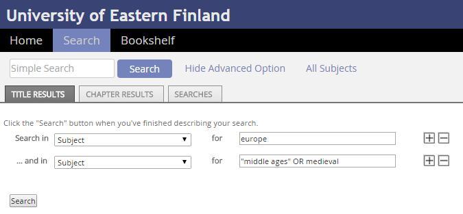 Advanced-haku Tämä hakutapa on sopiva esimerkiksi silloin, kun et tiedä kirjan nimeä vaan etsit kirjoja haluamastasi aiheesta. Advanced-haussa voit käyttää yhtä aikaa monenlaisia hakuehtoja.