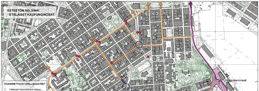 5 ESTEETTÖMYYDEN KEHITTÄMINEN Kuva 24. Helsingin eteläisten kaupunginosien suunnitelmakartta. Kartta A3 koossa liitteenä 1. 5.