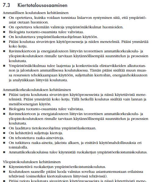 Ajatuksia ja ideoita ruokaketjun koulutuksen