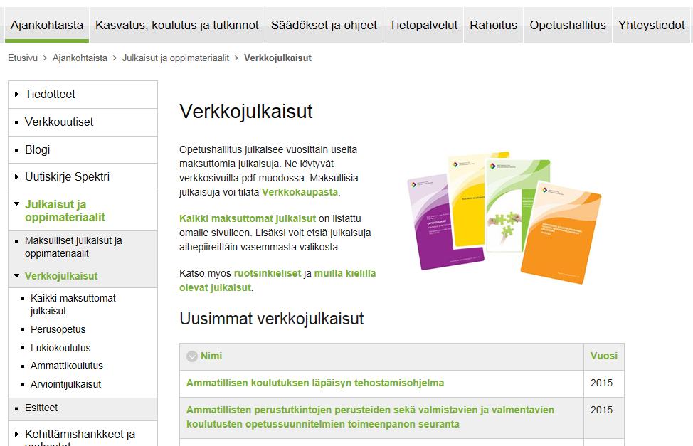Julkaisu Opetushallituksen internetsivuilla http://www.oph.
