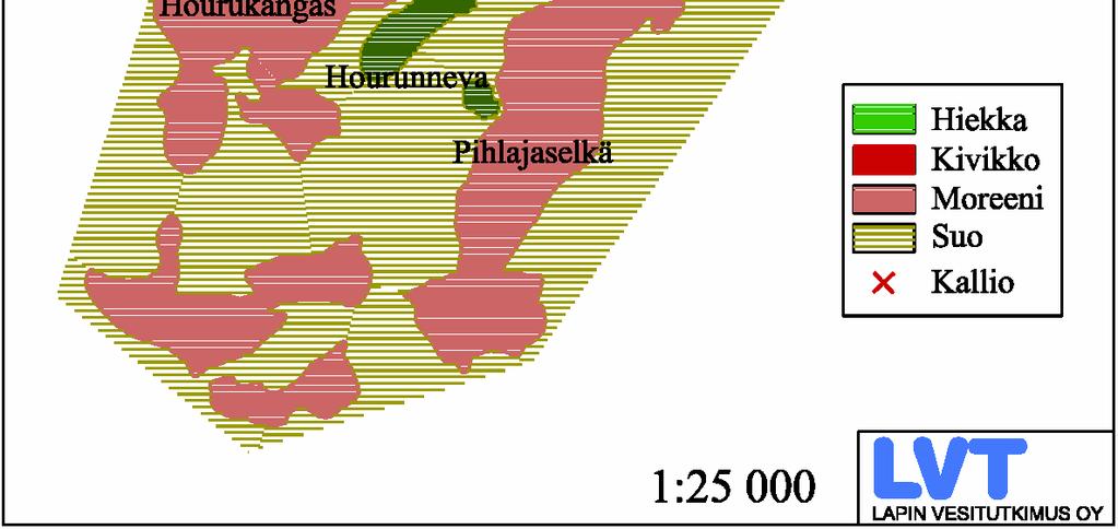 Moreenin alla oleva kallioperä on keskimäärin 3 4 metrin syvyydessä. Siljannevan ja Siliä-Ispinän sekundäärimalmikasan alueella pintamaana on turve, jonka paksuus on keskimäärin 0,5 metriä.