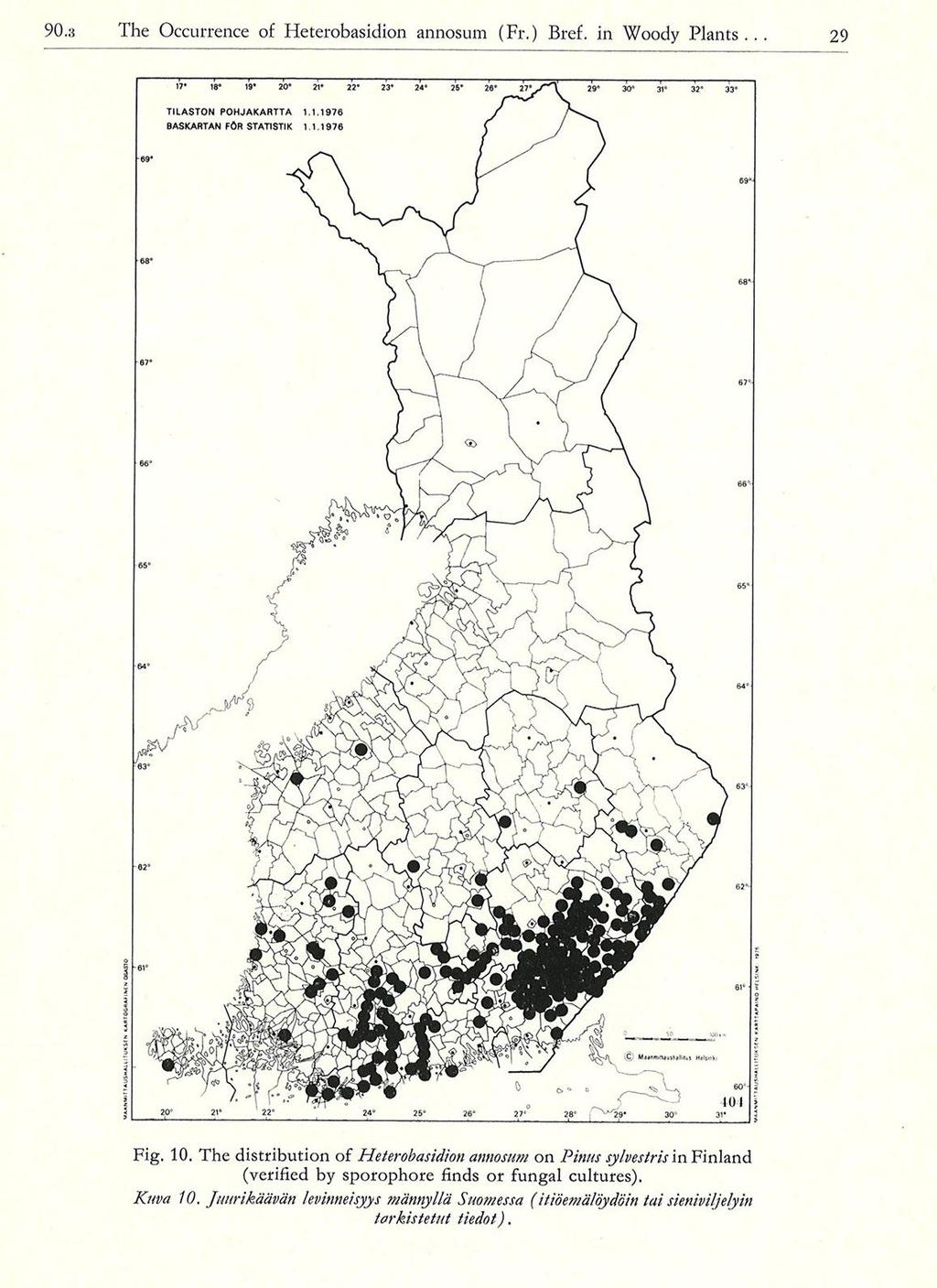 Tyvitervastautitilanne 1970-luvulla Lalli Laine 1979 Juurikääpä vaarallinen männyn tuhosieni maan eteläosissa, varsinkin Kaakkois-Suomessa.