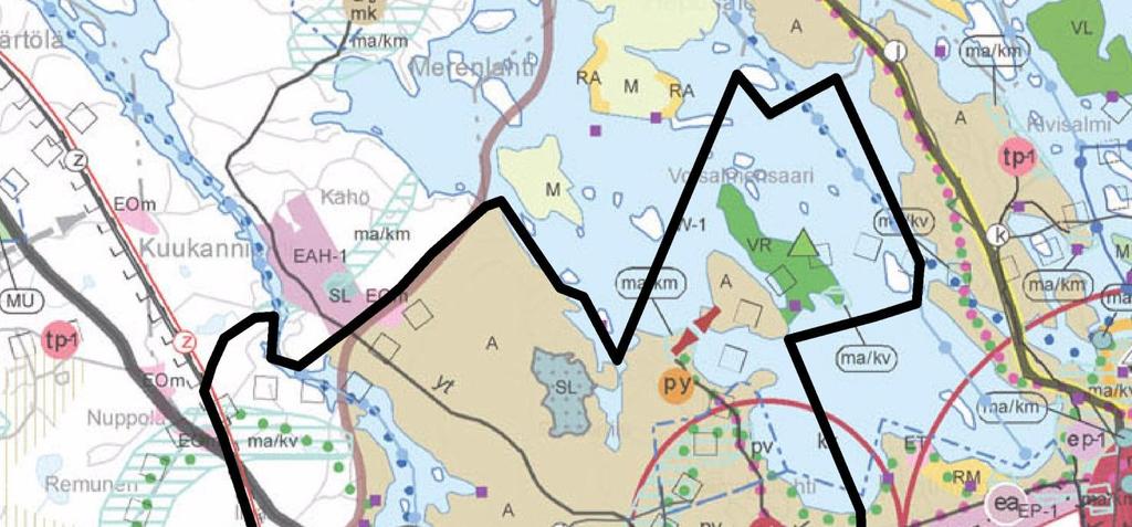 Valtatie 6 on merkitty kaksiajorataiseksi päätieksi tai kaduksi ja valtatie 13 valta- tai kantatieksi. Alueen eteläosan läpi kulkee päärata, merkittävästi kehitettävä.