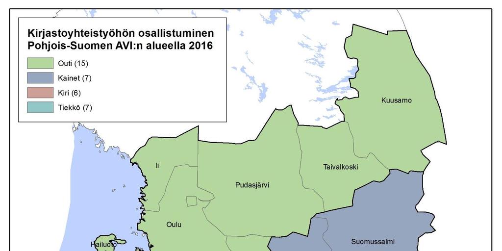 Kuva 2. Kirjastoyhteistyö Pohjois-Suomen aluehallintoviraston alueella vuonna 2016 3.