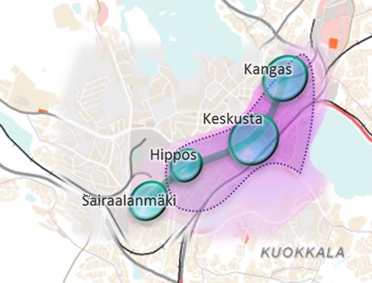 Itäisen Palokärjen asemakaavan myötä itään.