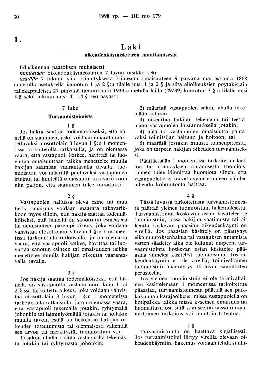 30 1990 vp. - HE n:o 179 1.