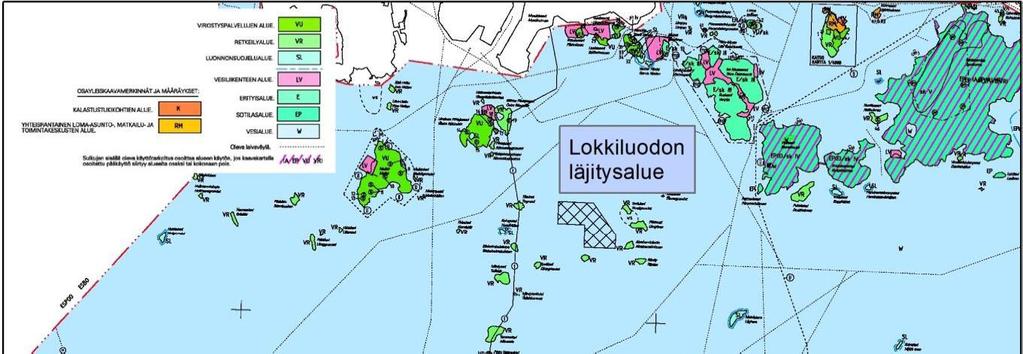 1997 hyväksymä Saariston ja merialueen osayleiskaava, jota ei ole vahvistettu. Kaava-alue sekä ruoppausmassojen sijoitusalue on esitetty kuvassa 12.