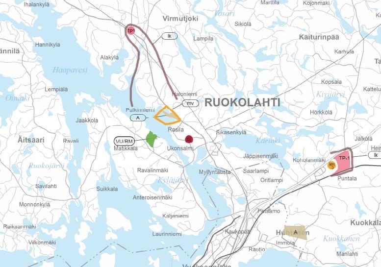 5 (9) Kuva 4. Ote Etelä-Karjalan 1. vaihemaakuntakaavasta (Etelä-Karjalan liitto 2015). Suunnittelualueelle on 1.