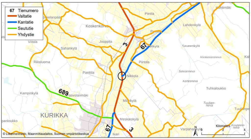 2.2. Valtatien 3 ja kantatien 67 liittymä Kurikassa Valtatien 3 ja