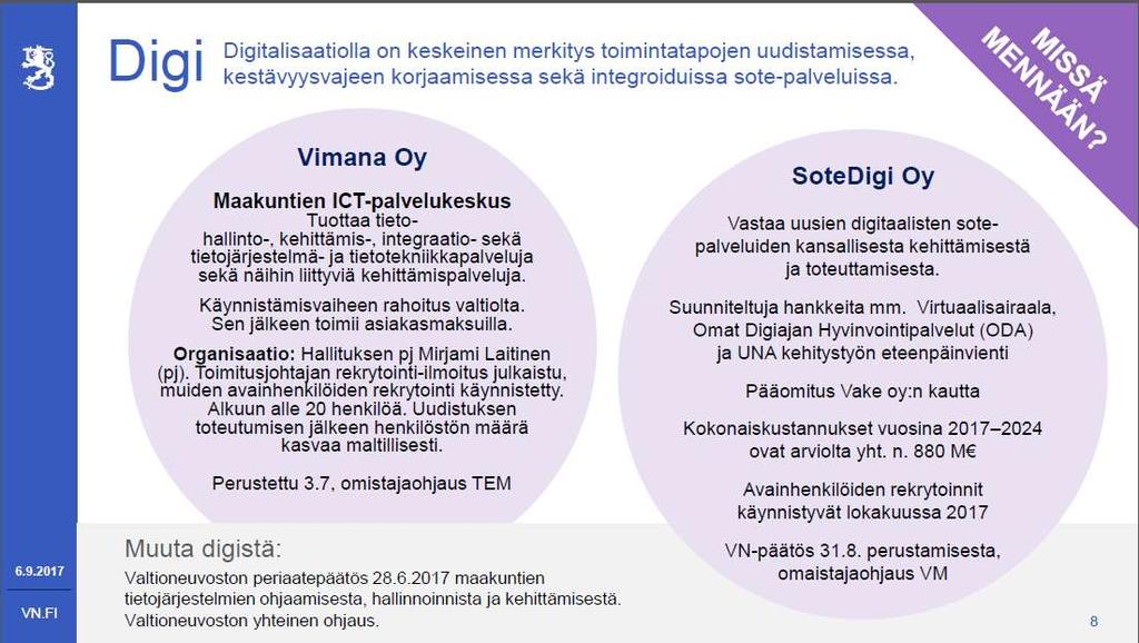 Lähde: ministeri Vehviläisen esitys 5.9.