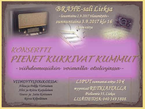 KORVEN KAIKU 2017 6 RAJAN ASE ASESEPPÄ E.JÄNÖNEN Varasjoenkatu 5, LIEKSA puh. 0400 170626 www.rajanase.com Antennityöt Kodin piensähkölaitteet sähkötarvikkeet Ilmalämpöpumput Puh.
