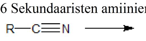 25 6.1 Sekundaaristen amiinien valmistus nitriliumsuoloista...25 6.2 Amiinien pelkistävä alkylaatio alifaattisilla nitriileillä...27 28 7.1 Reaktiot Grignardin reagenssien kanssa...28 7.1.1 Ketonien valmistus nitriileistä Grignardin reagensseilla.