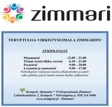 Yleiset vesivoimistelut pyrimme järjestämään mahdollisuuksien mukaan isossa altaassa. Tiedotamme altaiden käyttöönotosta nettisivuillamme www. kempele.fi Zimmari, sekä facebook-sivuillamme.
