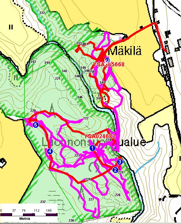 23 Arvio Mäkilän kohteiden kartoitustehokkuudesta 1 Mäkilän vanha metsä: kartoitustehokkuustaso 3.