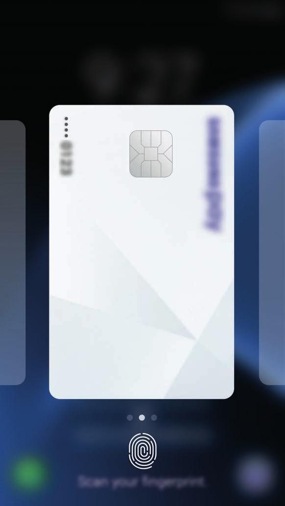 Maksujen suorittaminen 1 Kosketa jonkin aikaa kortin kuvaa näytön alareunassa ja vedä sitä ylöspäin.