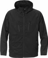 softshell-materiaalia sivuilla. Sivutaskut, joissa vetoketjut. Elastinen nauhakanttaus kauluksessa, kädenteillä ja helmassa.