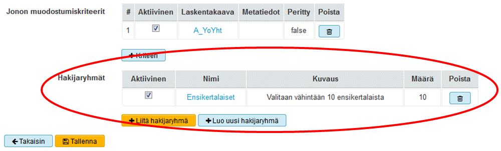 aloituspaikkoja voida täyttää hakijaryhmään kuulumattomilla hakijoilla ja kiintiö jää vajaaksi. Esimerkiksi jos tietyssä valintatapajonossa huomioidaan vain suomalaisen tutkinnon suorittaneet hakijat.