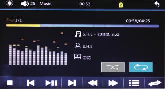 SE Art. -60 USB och SD-kort. Stop. Föregående spår. Stopp/spela upp. Nästa spår 5. Bakåt 6. Framåt 7. Full skärm 8. Visa fler funktioner. Musik. Bild. Video.