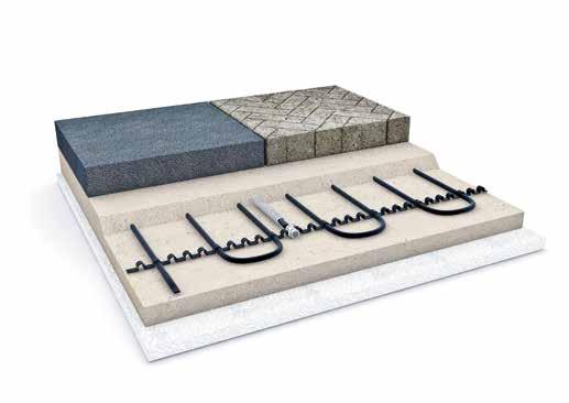 Ulkoalueiden sulanapito Asennus Lämmityskaapeli asennetaan tavallisesti lämmitettävän tason pintakerroksen alla olevaan hiekkaan tai betoniin (HUOM! ei asfalttiin).