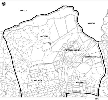 87. HALTIALAN TILA, YRTTIYMPYRÄ (KESKUSPUISTO) pinta-ala 5 000 m² rekisterinumero 37030 hoitoluokka C2 osoite Mombergintie, Haltialantie kaavamerkintä E/s (erityisalue, suojelualue) suunnittelija