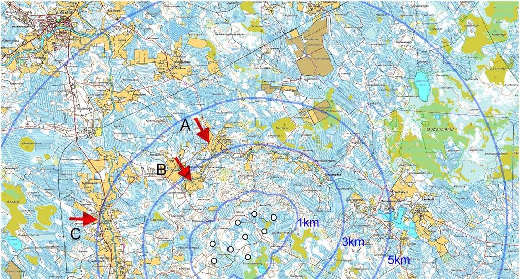 KUVASOVITTEET Kuvasovitteet on tehty paikan päältä otettuihin valokuviin. Kuvasovitteet perustuvat tuulivoimaloiden ja niiden tarkastelualueen 3D-mallinnukseen, joiden pohjalta havainteet on tehty.