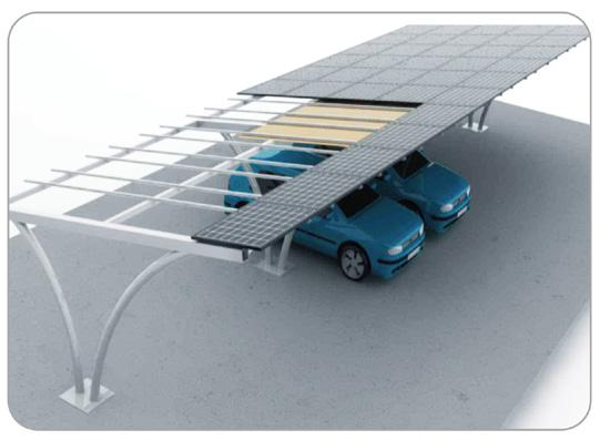 VIERIVÄN- SI-ESF-S-CARPORT KUVAUS Asennus paikka: avoimet alueet Moduulikehikko: riippuen siitä järjestys Korkeus: riippuen siitä järjestys Tuulikuorma: 150 km/h Lumikuorma: 1.