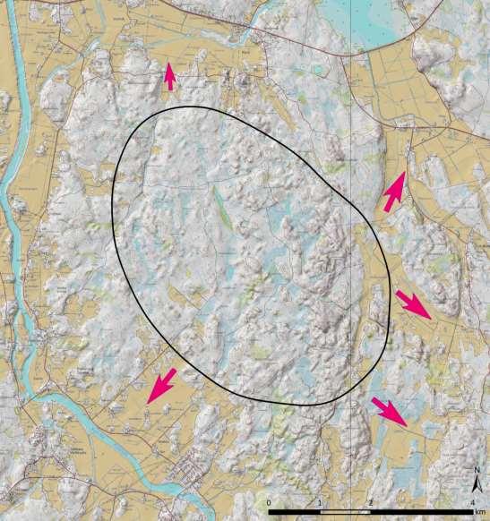 alueella ovat suuria verrattuna ympäröiviin tasaisiin viljelyslakeuksiin.