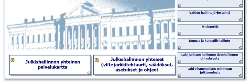 Toimialoista mukana ovat vain ne, joille on jo kuvattu julkisen hallinnon yhteisiä palveluita.