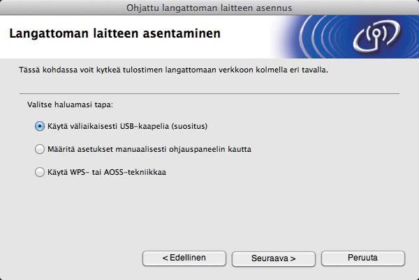 e Asennuksen jälkeen Brother-ohjelmisto etsii Brother-litett. Tämä kestää hetken. Vlitse lite luettelost j osoit sitten Seurv.