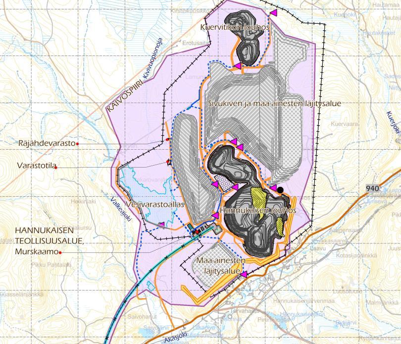 10 (83) Kuva 4-3. Hannukaisen kaivosalueelle suunnitellut toiminnot. 4.3 Rautuvaaran alue Rautuvaaran alue on alkujaan ollut osa Niesajoen virtausuomaa.