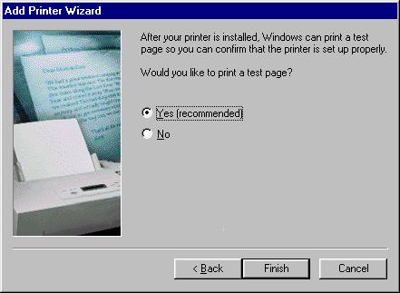 Windows J Jos testisivu tulostuu oikein, napsauta Yes [Kyllä].