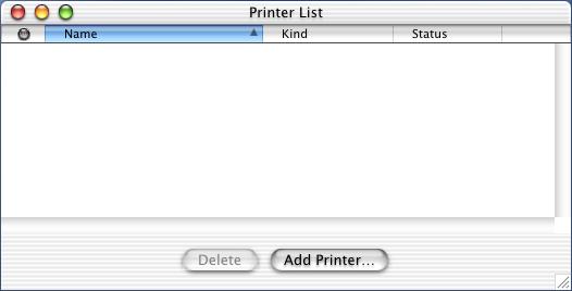 Print Center [Sulje tulostimet]. B Napsauta Add Printer... [Lisää tulostin].