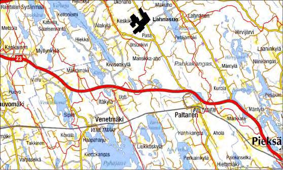 76 7.7 Lahnasuo 7.7.1 Tutkimusalue Lahnasuon turvetuotantoalue sijaitsee Pieksämäen kaupungin Vanajan kylässä Naarajärveltä noin 18.5 km luoteeseen.