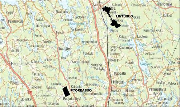 78 7.8 Lintusuo 7.8.1 Tutkimusalue Lintusuon alue sijaitsee Mikkelin kaupungin keskustasta noin 25 km pohjoiseen Vehmaskylän ja Alamaan kylissä (kuva 24).
