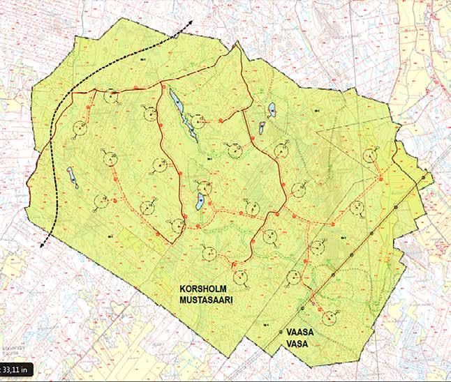 2.3.3. Märkenkall vindkraftspark 2.3.3. Merkkikallion tuulivoimapuisto På båda sidor om kommungränsen mellan Vasa och Korsholm planeras Märkenkall vindkraftspark.