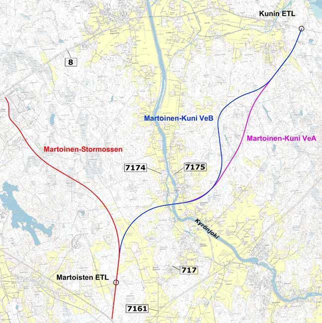 3. Undersökta vägalternativ 3.1. Dimensioneringsmål Vägförbindelsen dimensioneras enligt kraven för riksvägar. Vägens sektion är 10,5/7,5 (totalbredd / körfältens bredd).