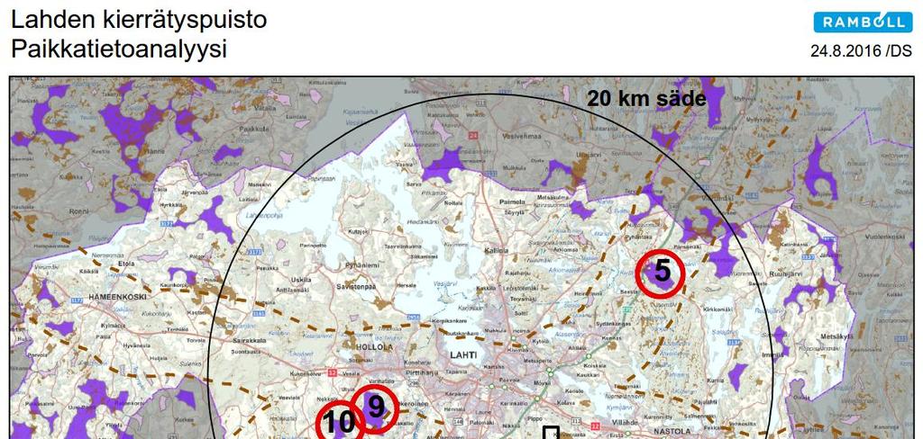 TULOKSET Karttakuvassa on aiemmin tässä selvityksessä esitettyjen