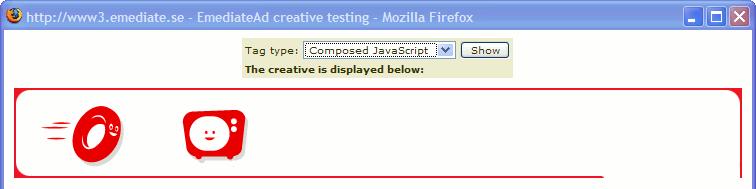 Kuva-aineiston lisäys - Testaa aineiston näkyvyys 1. Vaihda Tag type Composed JavaScriptiksi (Show) Muut vaihtoehdot: Iframe, Standalone JavaScript 2.