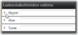 3 Laskentakohteiden valinta Jos yrityksellä on laskentakohteita, näytetään ne listattuna Laskentakohteiden valinta -paneelissa.