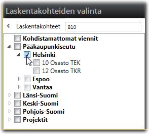 Laskentakohdekartta Mikäli yrityksellä on laskentakohdekartta, näytetään laskentakohteet